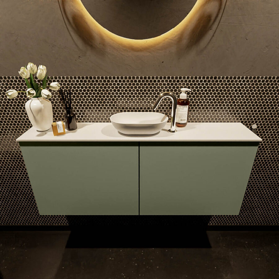 MONDIAZ FOWY toiletmeubel 120cm kleur army. Waskom positie midden kleur talc | talc. Met 1 kraangat - Afbeelding 2