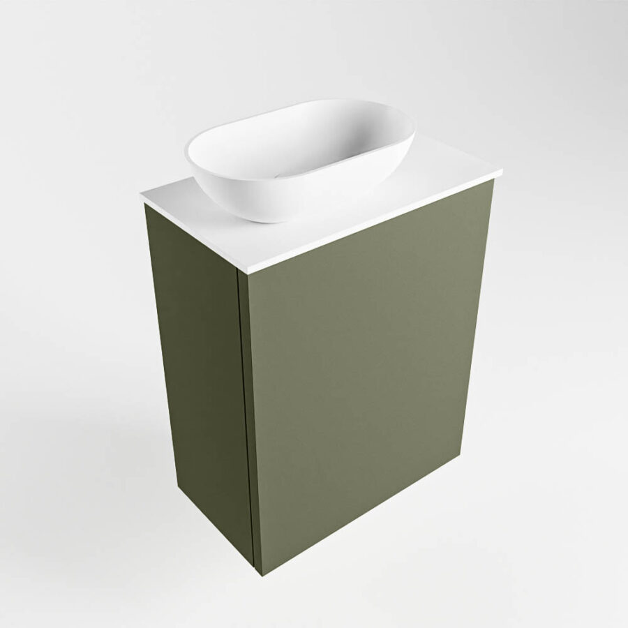 MONDIAZ FOWY toiletmeubel 40cm kleur army. Waskom positie links kleur talc | talc. Met 1 kraangat - Afbeelding 4