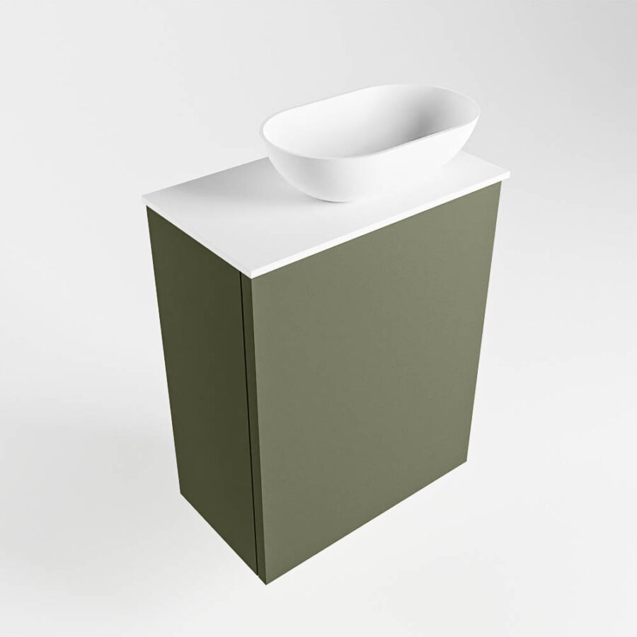 MONDIAZ FOWY toiletmeubel 40cm kleur army. Waskom positie rechts kleur talc | talc. Met 1 kraangat - Afbeelding 4