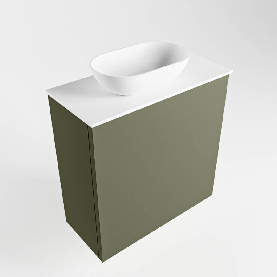 MONDIAZ FOWY toiletmeubel 50cm kleur army. Waskom positie links kleur talc | talc. Met 1 kraangat - Afbeelding 4