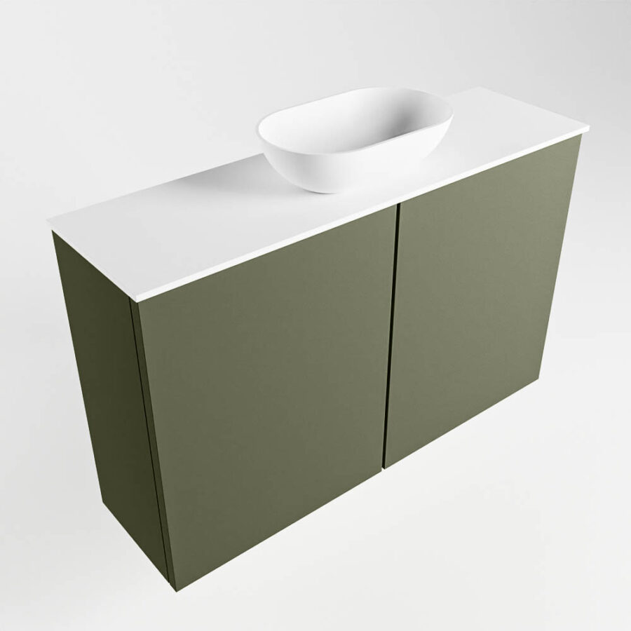 MONDIAZ FOWY toiletmeubel 80cm kleur army. Waskom positie midden kleur talc | talc. Met 1 kraangat - Afbeelding 4
