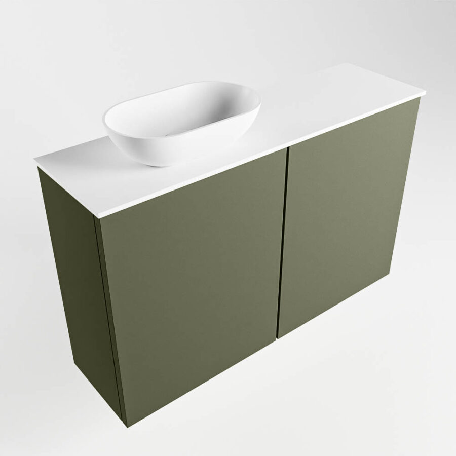 MONDIAZ FOWY toiletmeubel 80cm kleur army. Waskom positie links kleur talc | talc. Met 1 kraangat - Afbeelding 4