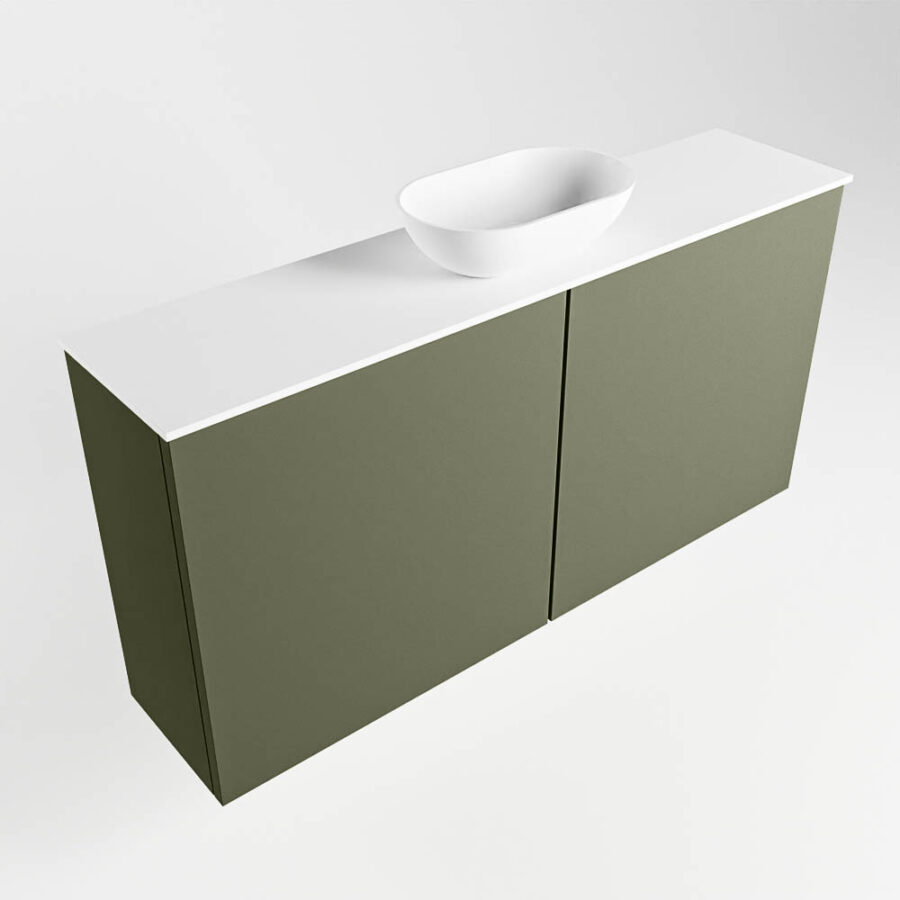 MONDIAZ FOWY toiletmeubel 100cm kleur army. Waskom positie midden kleur talc | talc. Met 1 kraangat - Afbeelding 4