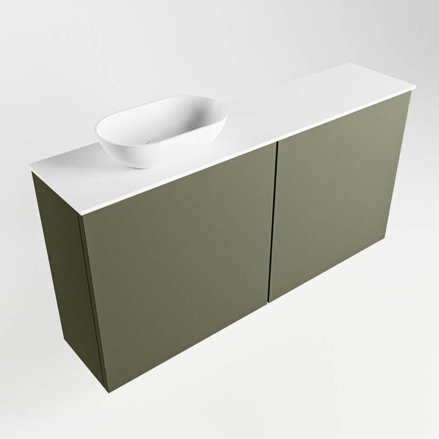MONDIAZ FOWY toiletmeubel 100cm kleur army. Waskom positie links kleur talc | talc. Met 1 kraangat - Afbeelding 4