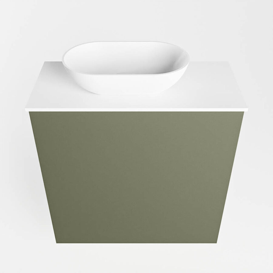 MONDIAZ FOWY toiletmeubel 50cm kleur army. Waskom positie links kleur talc | talc. Met 1 kraangat - Afbeelding 5
