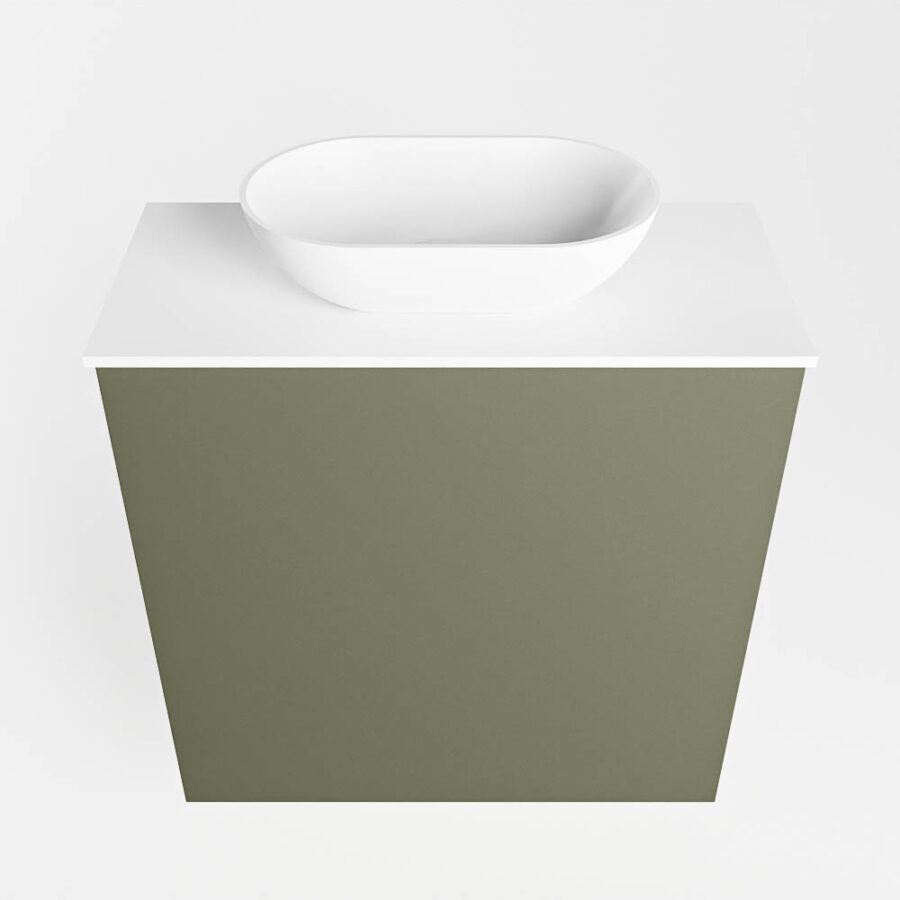 MONDIAZ FOWY toiletmeubel 50cm kleur army. Waskom positie midden kleur talc | talc. Zonder kraangat - Afbeelding 5