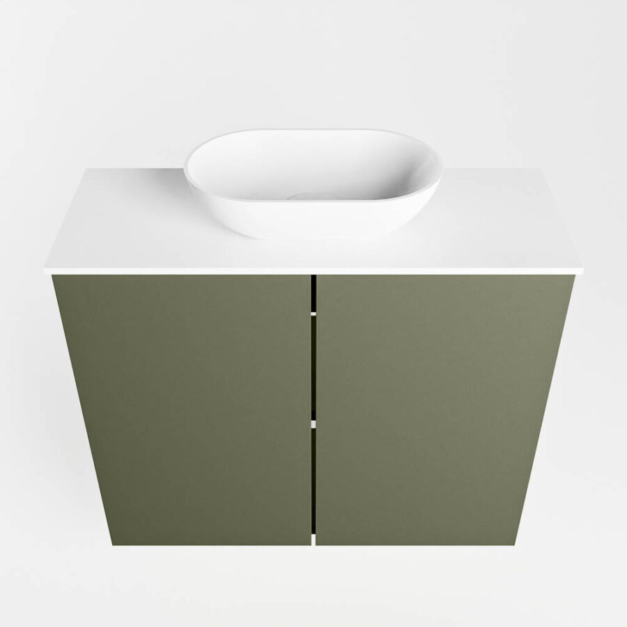 MONDIAZ FOWY toiletmeubel 60cm kleur army. Waskom positie midden kleur talc | talc. Met 1 kraangat - Afbeelding 5