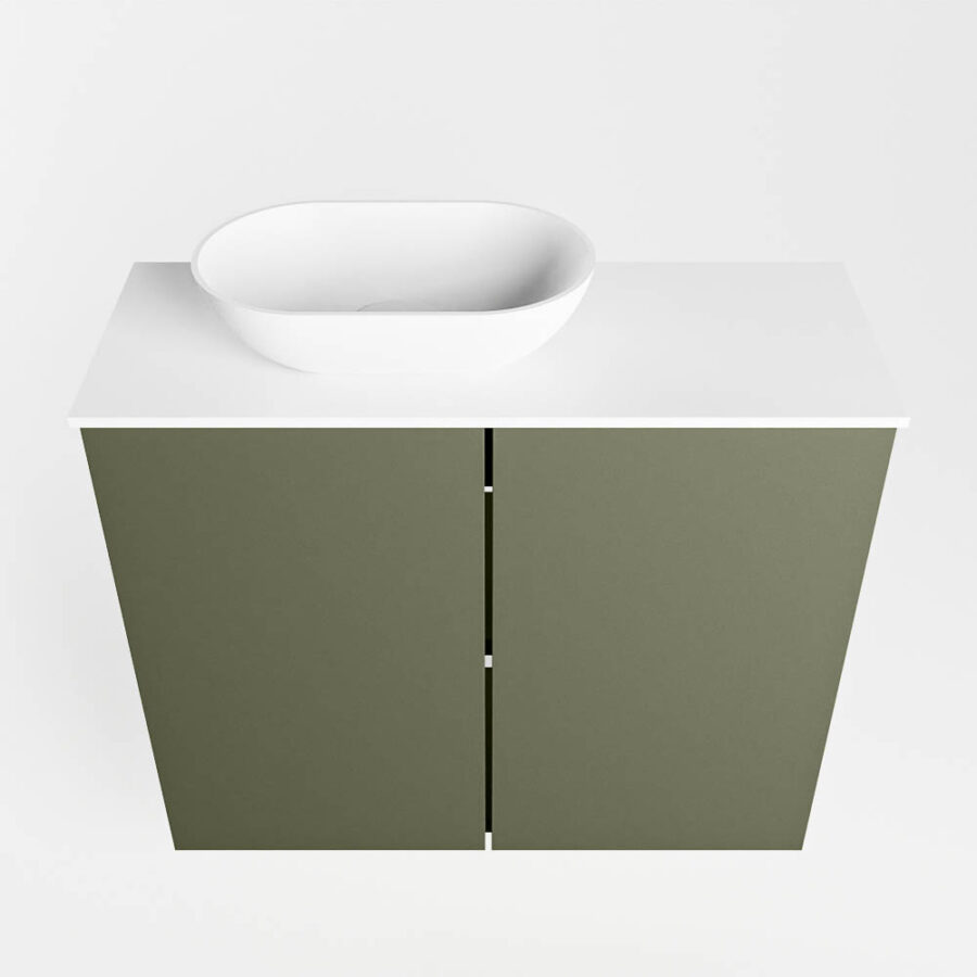 MONDIAZ FOWY toiletmeubel 60cm kleur army. Waskom positie links kleur talc | talc. Met 1 kraangat - Afbeelding 5