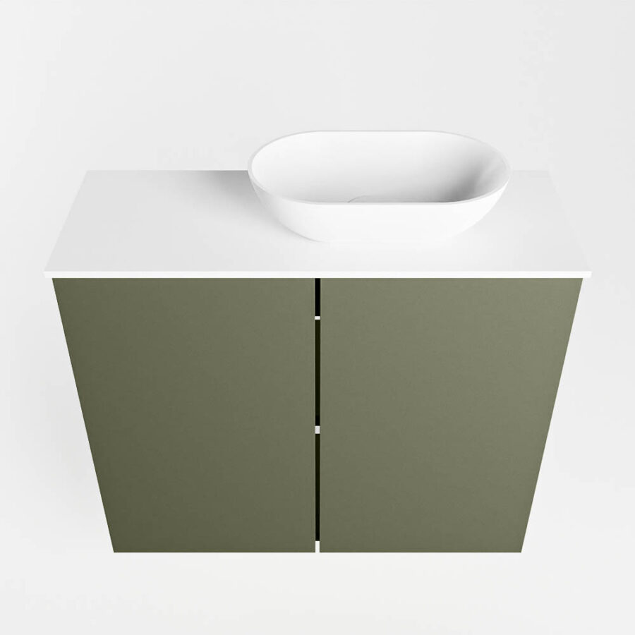 MONDIAZ FOWY toiletmeubel 60cm kleur army. Waskom positie rechts kleur talc | talc. Met 1 kraangat - Afbeelding 5