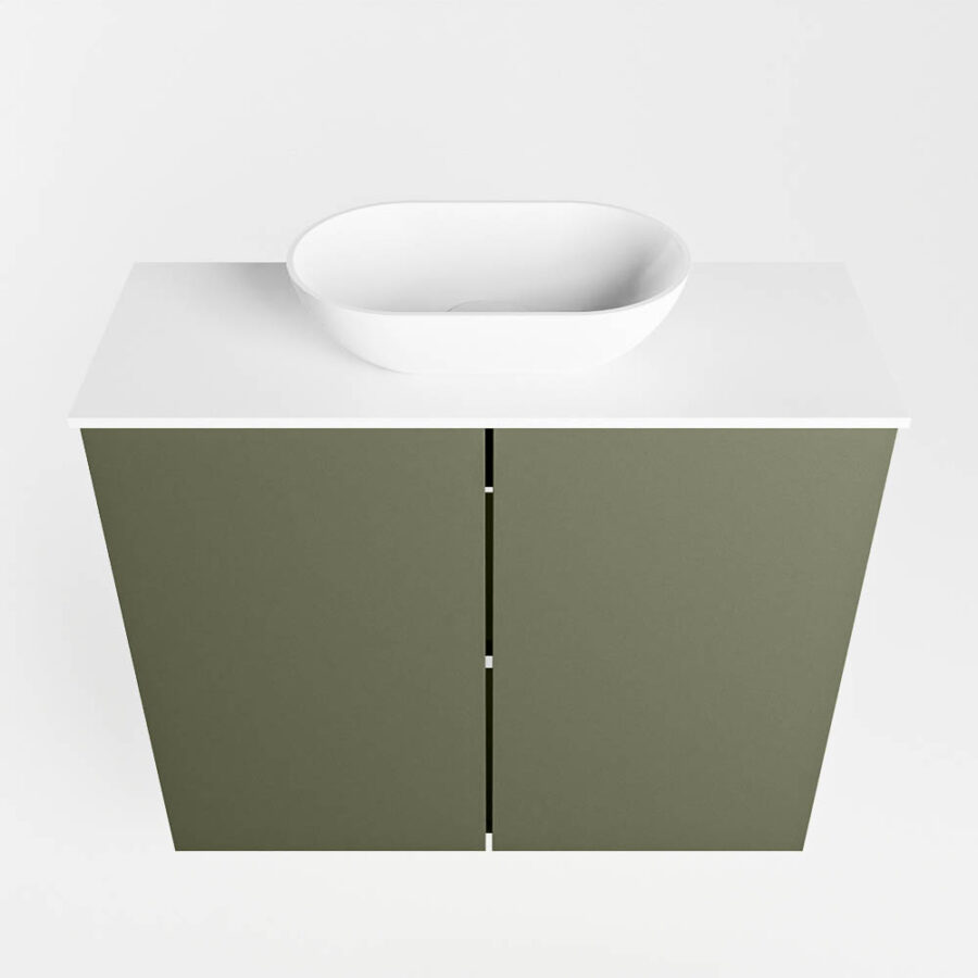 MONDIAZ FOWY toiletmeubel 60cm kleur army. Waskom positie midden kleur talc | talc. Zonder kraangat - Afbeelding 5