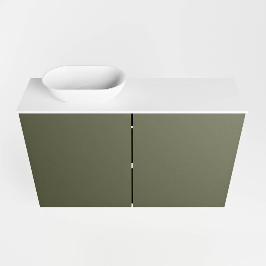 MONDIAZ FOWY toiletmeubel 80cm kleur army. Waskom positie links kleur talc | talc. Met 1 kraangat - Afbeelding 5