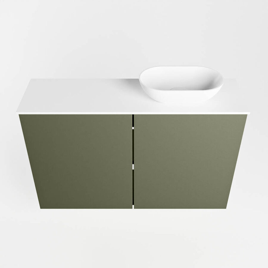 MONDIAZ FOWY toiletmeubel 80cm kleur army. Waskom positie rechts kleur talc | talc. Met 1 kraangat - Afbeelding 5