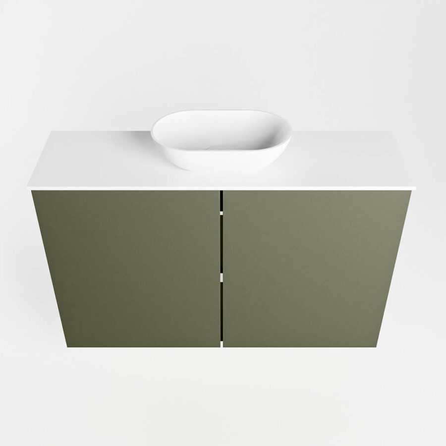 MONDIAZ FOWY toiletmeubel 80cm kleur army. Waskom positie midden kleur talc | talc. Zonder kraangat - Afbeelding 5