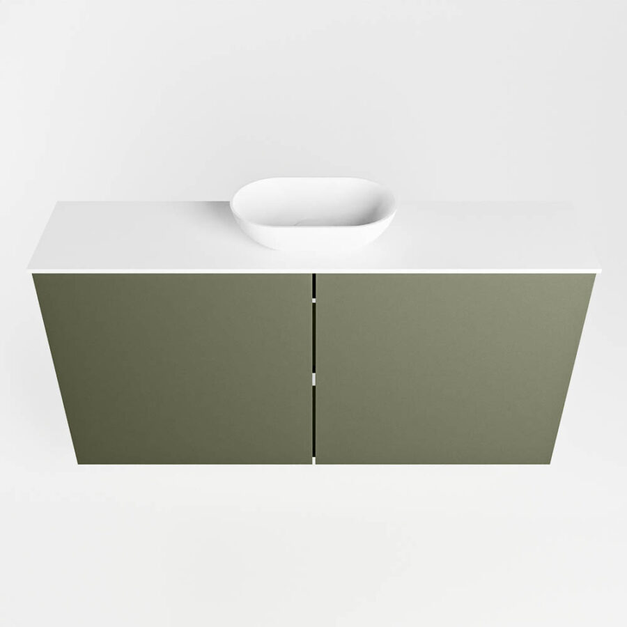 MONDIAZ FOWY toiletmeubel 100cm kleur army. Waskom positie midden kleur talc | talc. Met 1 kraangat - Afbeelding 5