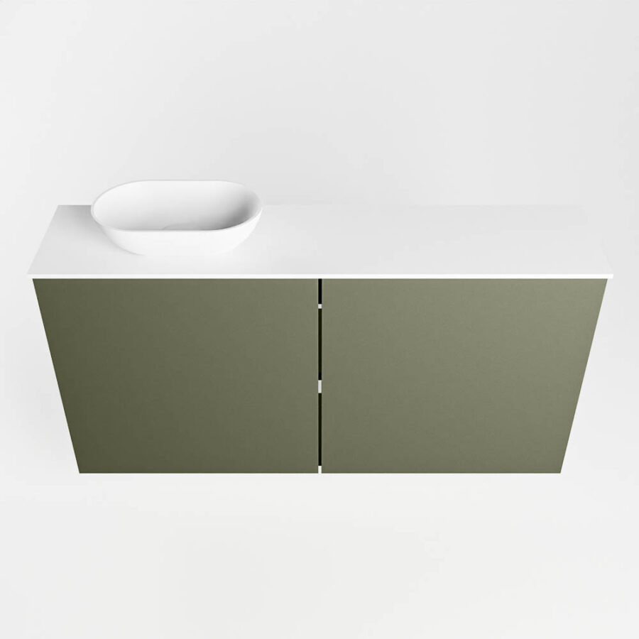 MONDIAZ FOWY toiletmeubel 100cm kleur army. Waskom positie links kleur talc | talc. Met 1 kraangat - Afbeelding 5