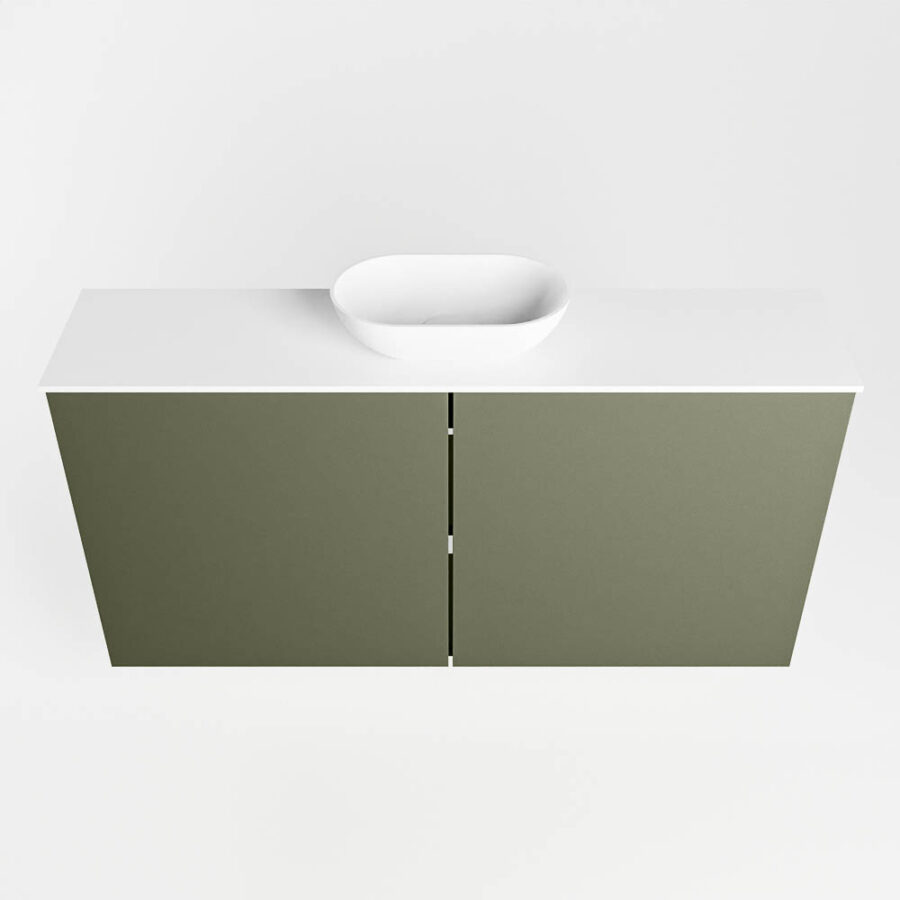 MONDIAZ FOWY toiletmeubel 100cm kleur army. Waskom positie midden kleur talc | talc. Zonder kraangat - Afbeelding 5
