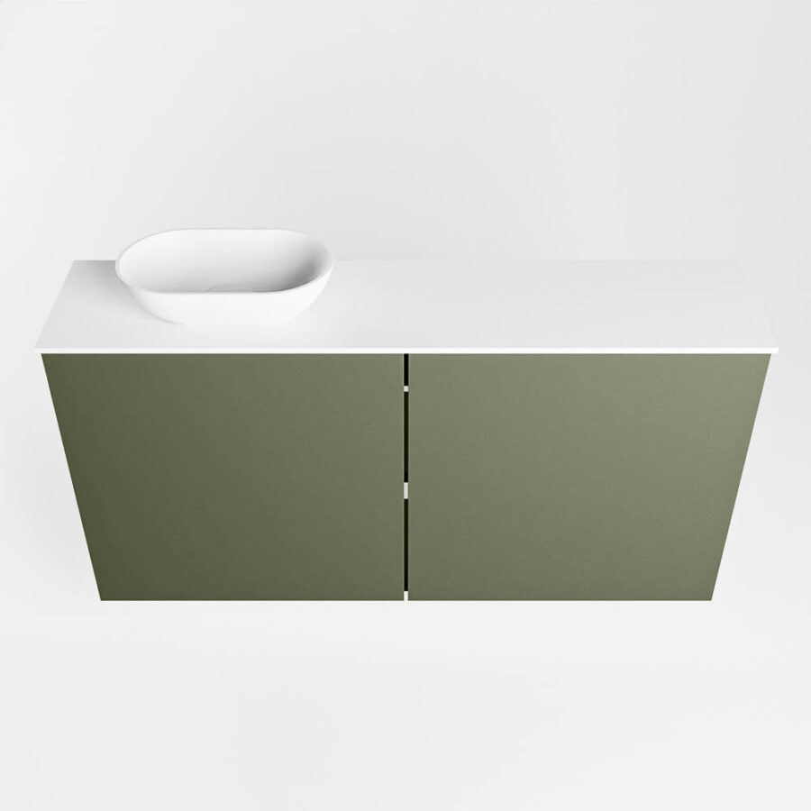 MONDIAZ FOWY toiletmeubel 100cm kleur army. Waskom positie links kleur talc | talc. Zonder kraangat - Afbeelding 5