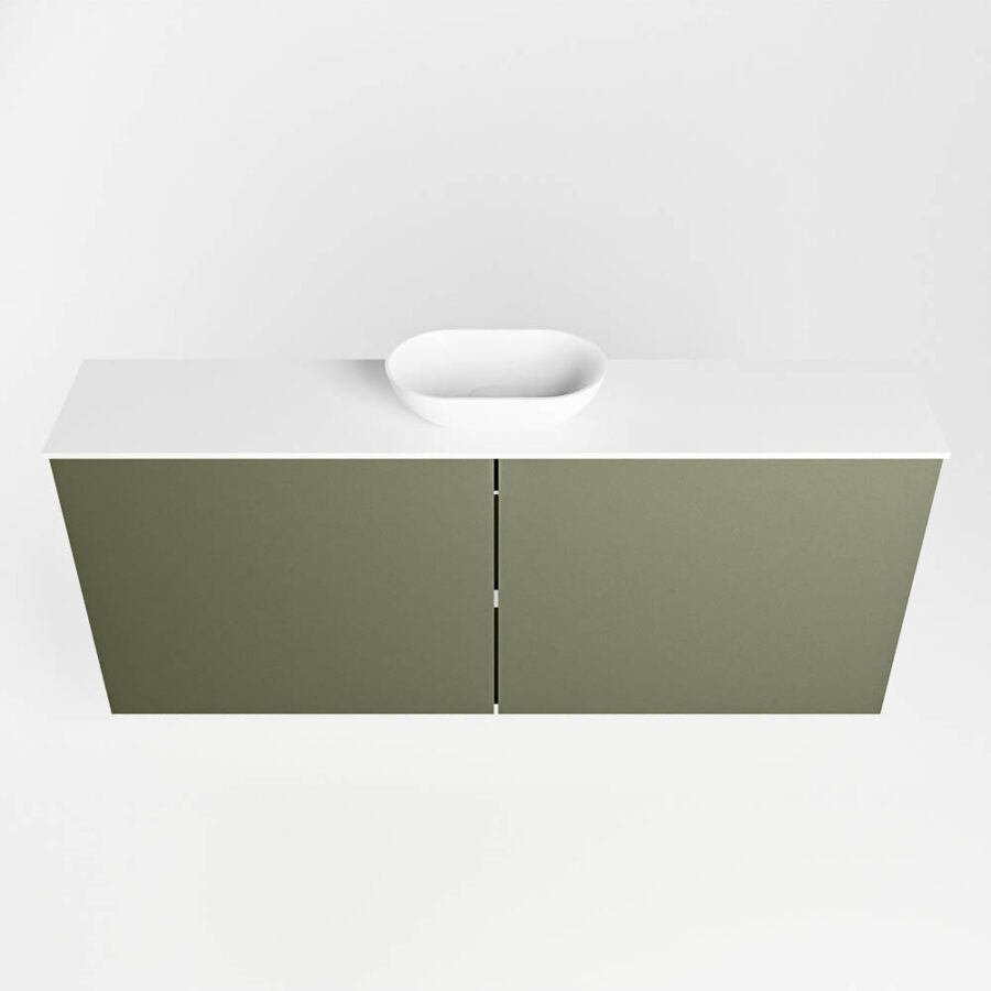 MONDIAZ FOWY toiletmeubel 120cm kleur army. Waskom positie midden kleur talc | talc. Met 1 kraangat - Afbeelding 5