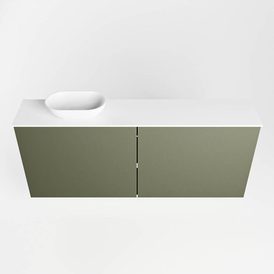 MONDIAZ FOWY toiletmeubel 120cm kleur army. Waskom positie links kleur talc | talc. Zonder kraangat - Afbeelding 5
