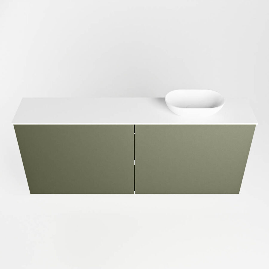 MONDIAZ FOWY toiletmeubel 120cm kleur army. Waskom positie rechts kleur talc | talc. Zonder kraangat - Afbeelding 5
