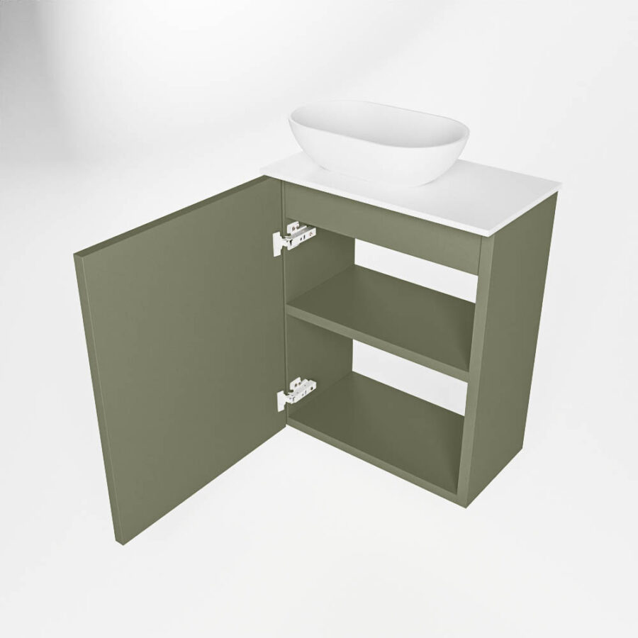MONDIAZ FOWY toiletmeubel 40cm kleur army. Waskom positie links kleur talc | talc. Met 1 kraangat - Afbeelding 6