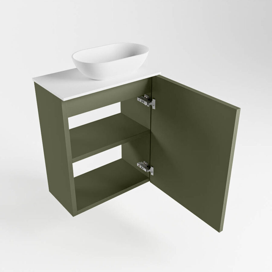 MONDIAZ FOWY toiletmeubel 40cm kleur army. Waskom positie rechts kleur talc | talc. Met 1 kraangat - Afbeelding 6