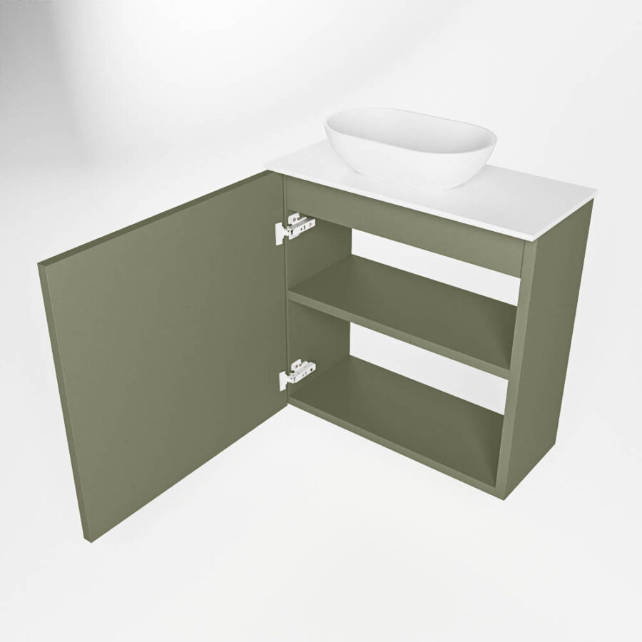 MONDIAZ FOWY toiletmeubel 50cm kleur army. Waskom positie links kleur talc | talc. Met 1 kraangat - Afbeelding 6