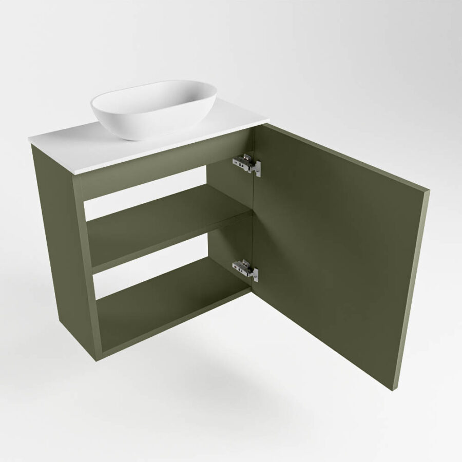 MONDIAZ FOWY toiletmeubel 50cm kleur army. Waskom positie midden kleur talc | talc. Zonder kraangat - Afbeelding 6