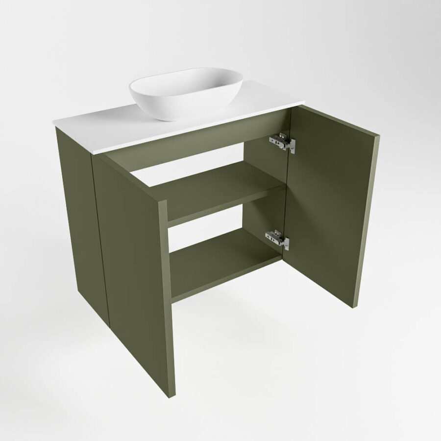 MONDIAZ FOWY toiletmeubel 60cm kleur army. Waskom positie midden kleur talc | talc. Met 1 kraangat - Afbeelding 6