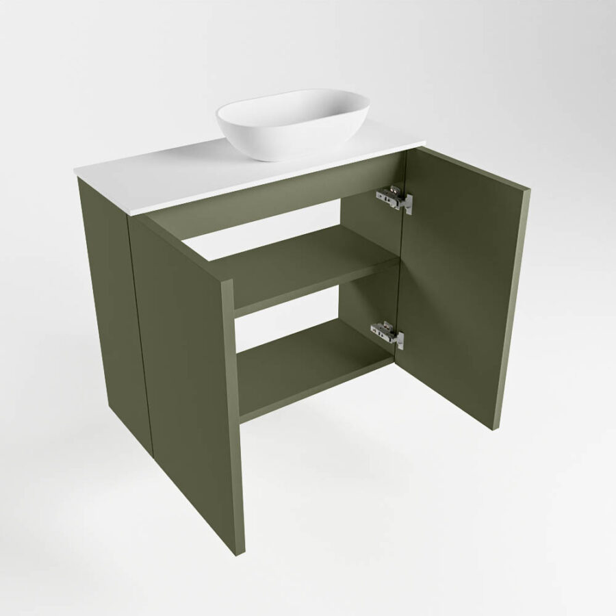 MONDIAZ FOWY toiletmeubel 60cm kleur army. Waskom positie rechts kleur talc | talc. Met 1 kraangat - Afbeelding 6