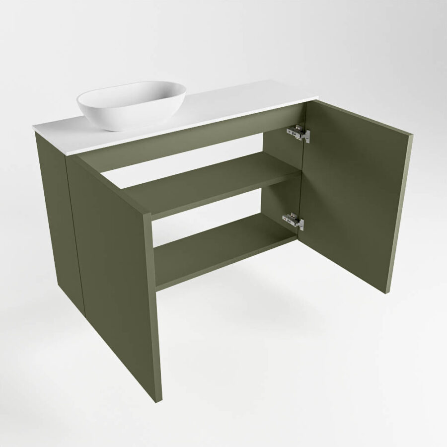 MONDIAZ FOWY toiletmeubel 80cm kleur army. Waskom positie links kleur talc | talc. Met 1 kraangat - Afbeelding 6