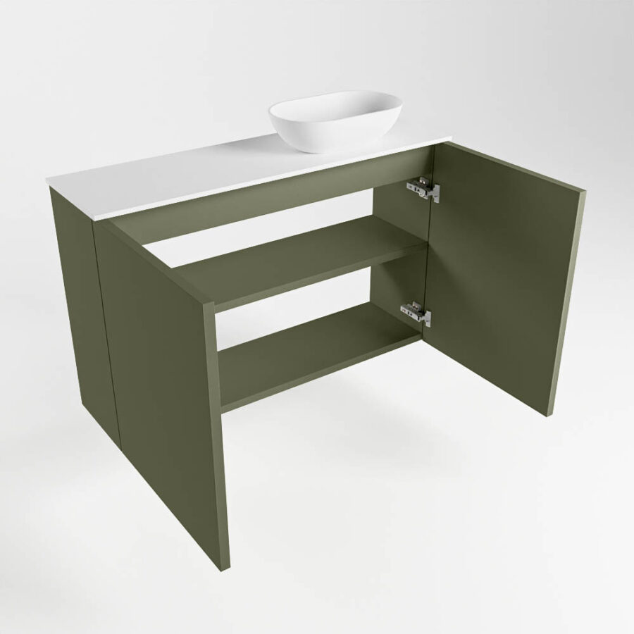 MONDIAZ FOWY toiletmeubel 80cm kleur army. Waskom positie rechts kleur talc | talc. Zonder kraangat - Afbeelding 6