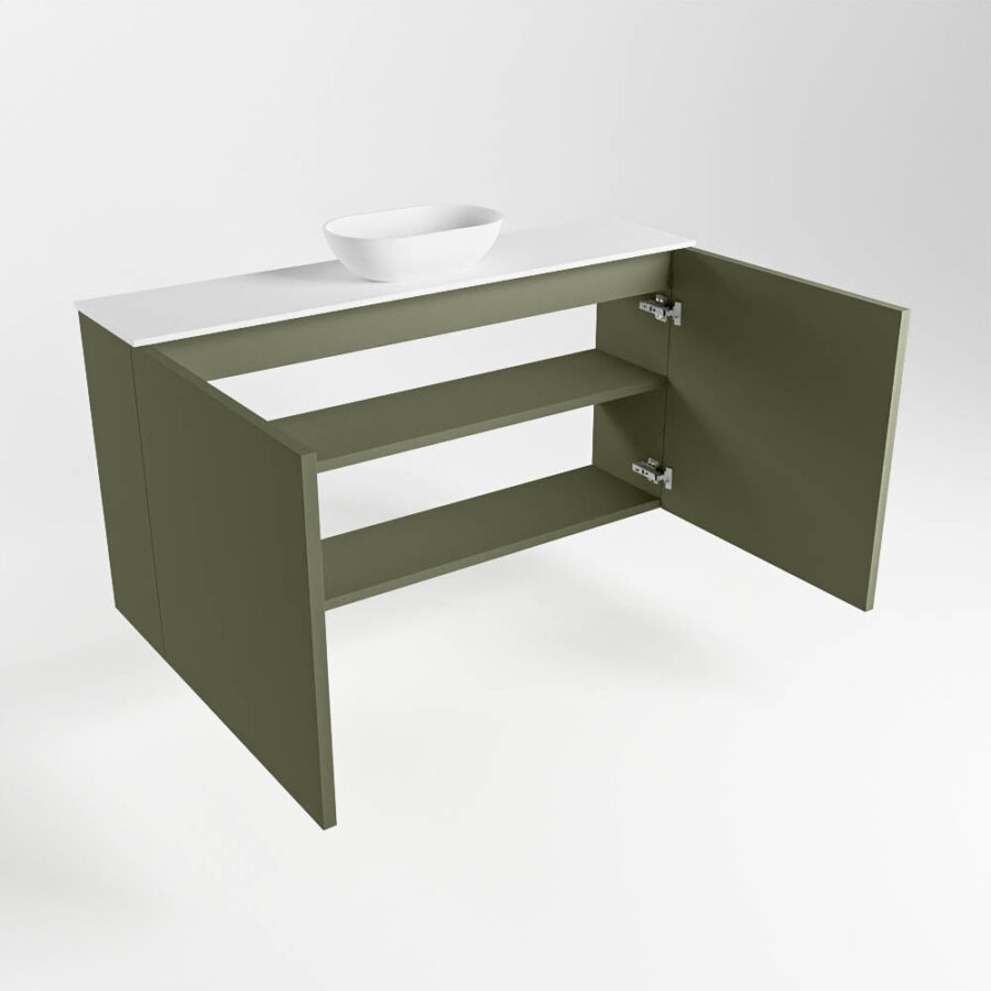 MONDIAZ FOWY toiletmeubel 100cm kleur army. Waskom positie midden kleur talc | talc. Met 1 kraangat - Afbeelding 6