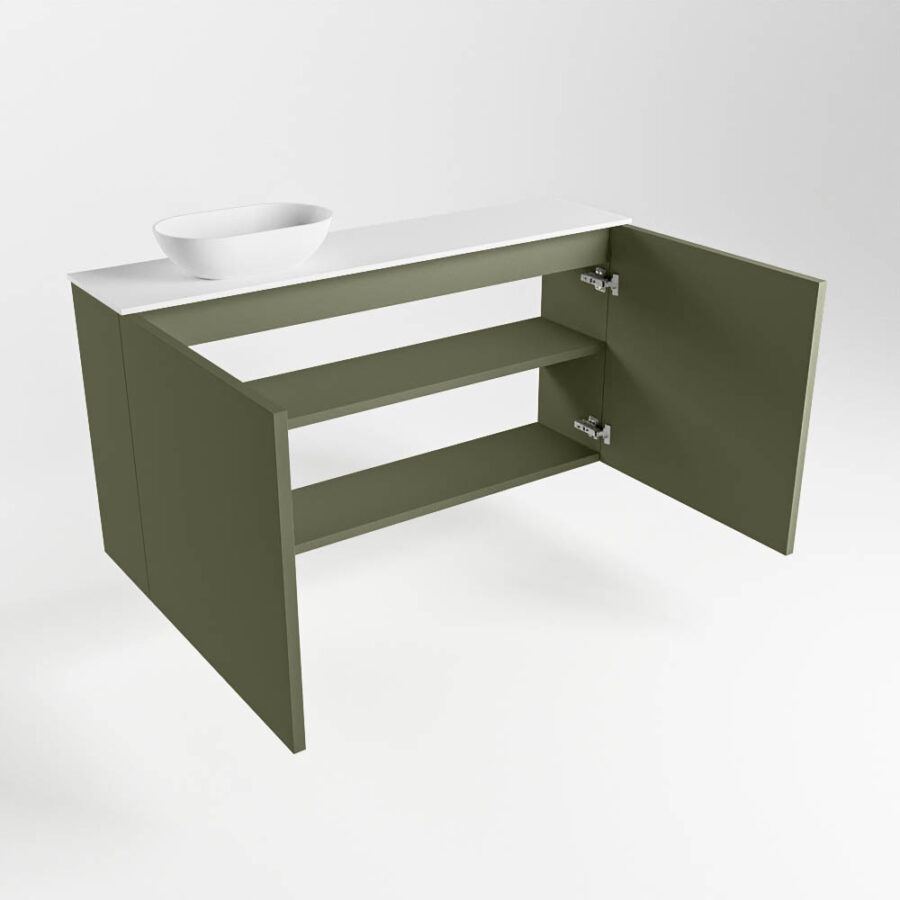 MONDIAZ FOWY toiletmeubel 100cm kleur army. Waskom positie links kleur talc | talc. Met 1 kraangat - Afbeelding 6