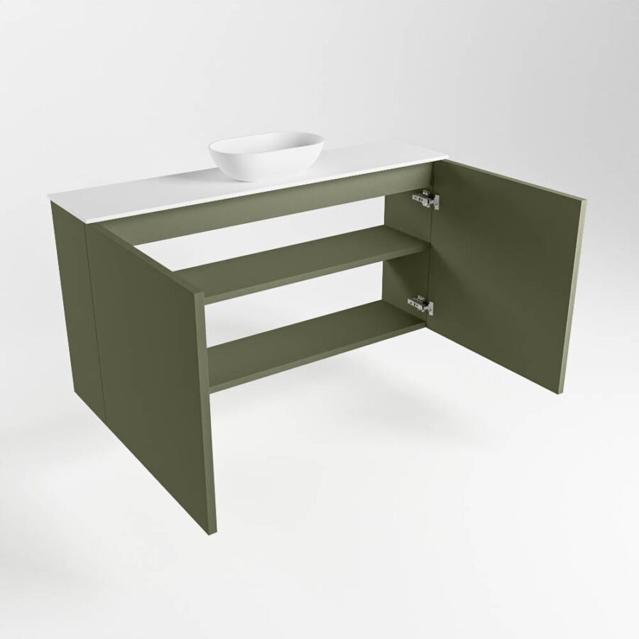MONDIAZ FOWY toiletmeubel 100cm kleur army. Waskom positie midden kleur talc | talc. Zonder kraangat - Afbeelding 6