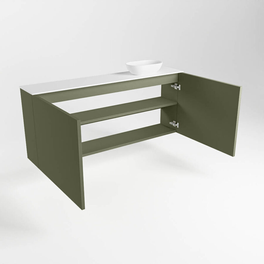 MONDIAZ FOWY toiletmeubel 120cm kleur army. Waskom positie rechts kleur talc | talc. Zonder kraangat - Afbeelding 6