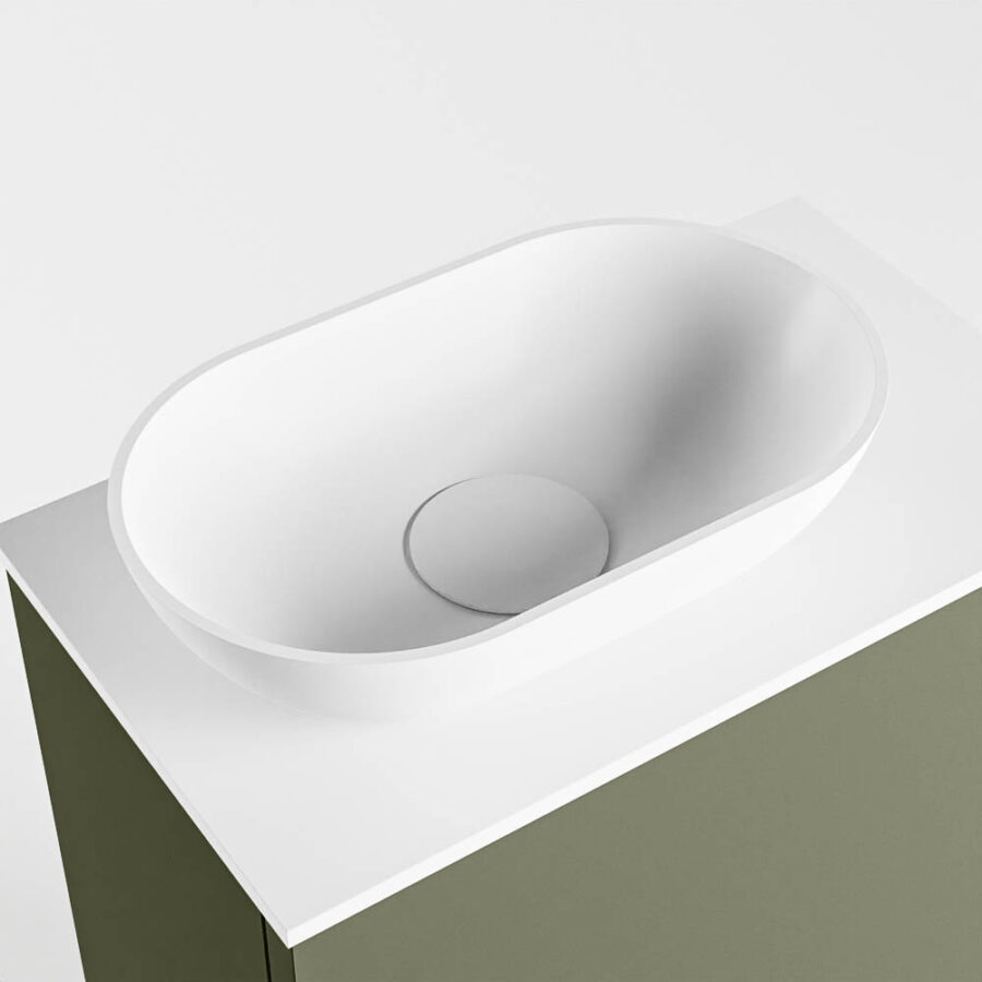MONDIAZ FOWY toiletmeubel 40cm kleur army. Waskom positie links kleur talc | talc. Met 1 kraangat - Afbeelding 7