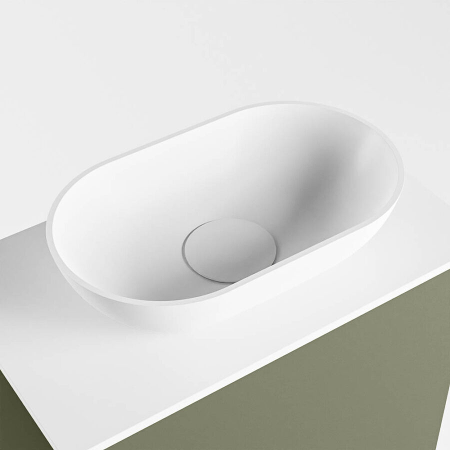 MONDIAZ FOWY toiletmeubel 40cm kleur army. Waskom positie midden kleur talc | talc. Zonder kraangat - Afbeelding 7