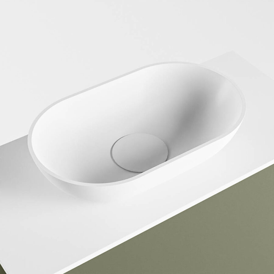 MONDIAZ FOWY toiletmeubel 50cm kleur army. Waskom positie links kleur talc | talc. Met 1 kraangat - Afbeelding 7