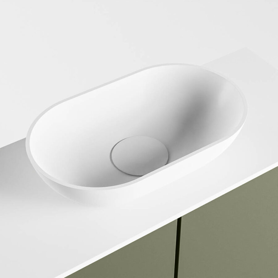 MONDIAZ FOWY toiletmeubel 60cm kleur army. Waskom positie midden kleur talc | talc. Met 1 kraangat - Afbeelding 7