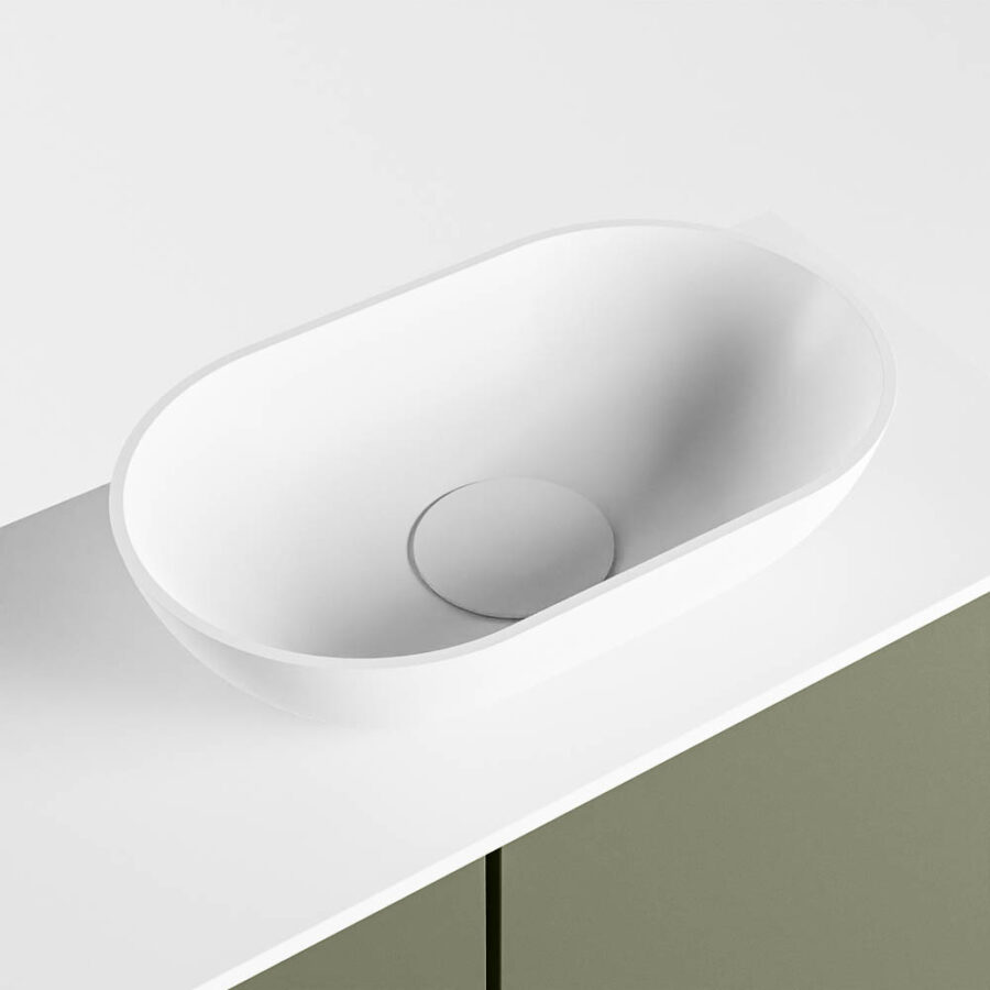 MONDIAZ FOWY toiletmeubel 60cm kleur army. Waskom positie rechts kleur talc | talc. Met 1 kraangat - Afbeelding 7