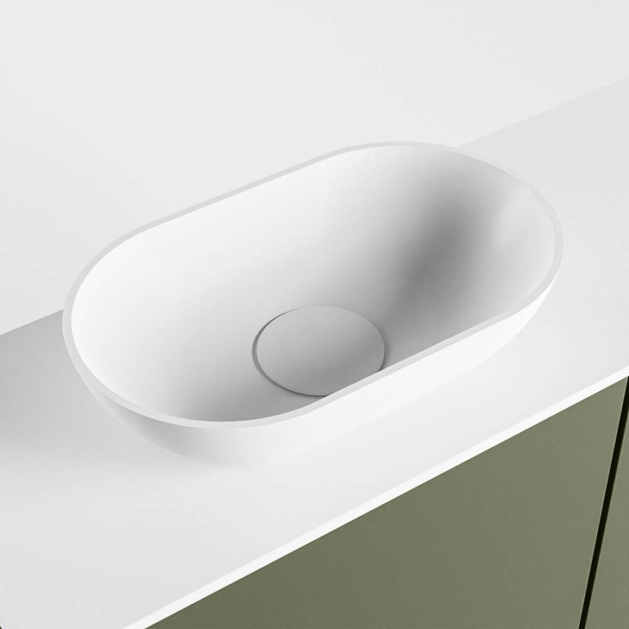 MONDIAZ FOWY toiletmeubel 80cm kleur army. Waskom positie links kleur talc | talc. Met 1 kraangat - Afbeelding 7