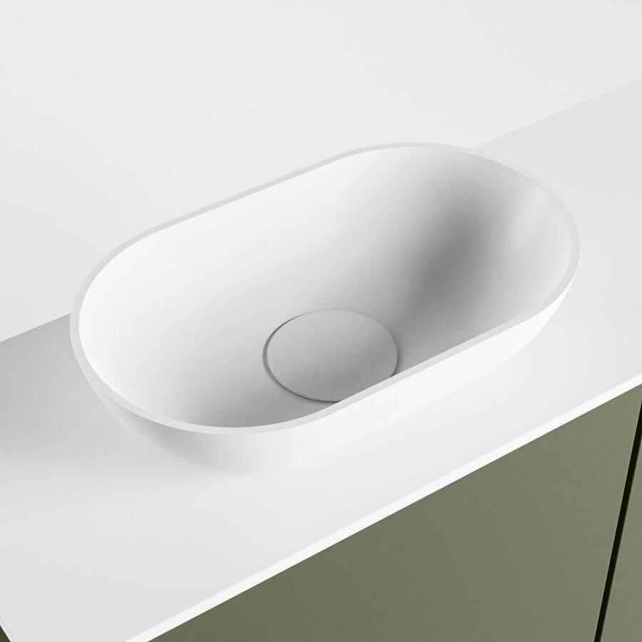 MONDIAZ FOWY toiletmeubel 80cm kleur army. Waskom positie links kleur talc | talc. Zonder kraangat - Afbeelding 7