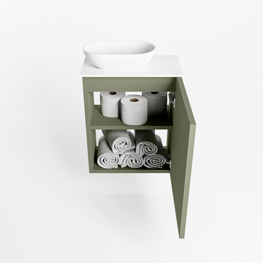 MONDIAZ FOWY toiletmeubel 40cm kleur army. Waskom positie links kleur talc | talc. Met 1 kraangat - Afbeelding 8