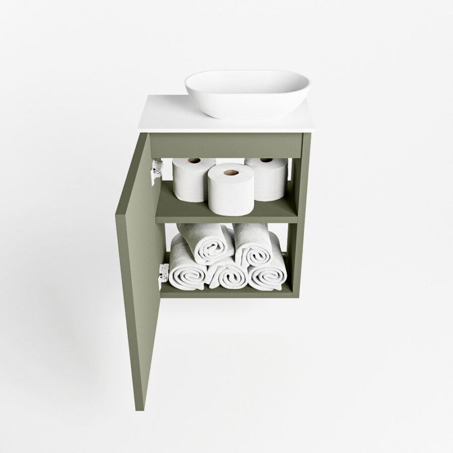 MONDIAZ FOWY toiletmeubel 40cm kleur army. Waskom positie rechts kleur talc | talc. Met 1 kraangat - Afbeelding 8