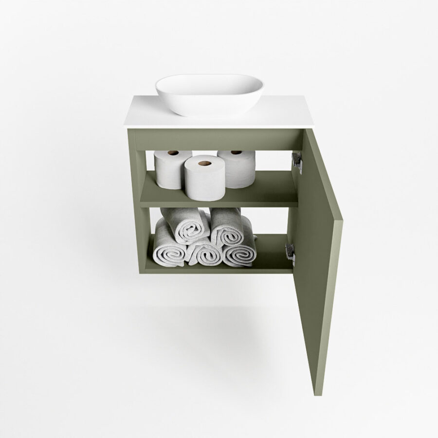 MONDIAZ FOWY toiletmeubel 50cm kleur army. Waskom positie links kleur talc | talc. Met 1 kraangat - Afbeelding 8