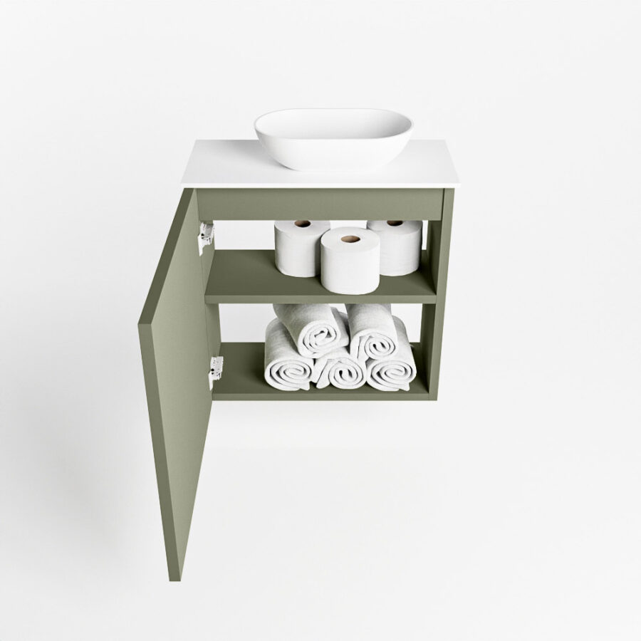 MONDIAZ FOWY toiletmeubel 50cm kleur army. Waskom positie rechts kleur talc | talc. Met 1 kraangat - Afbeelding 8