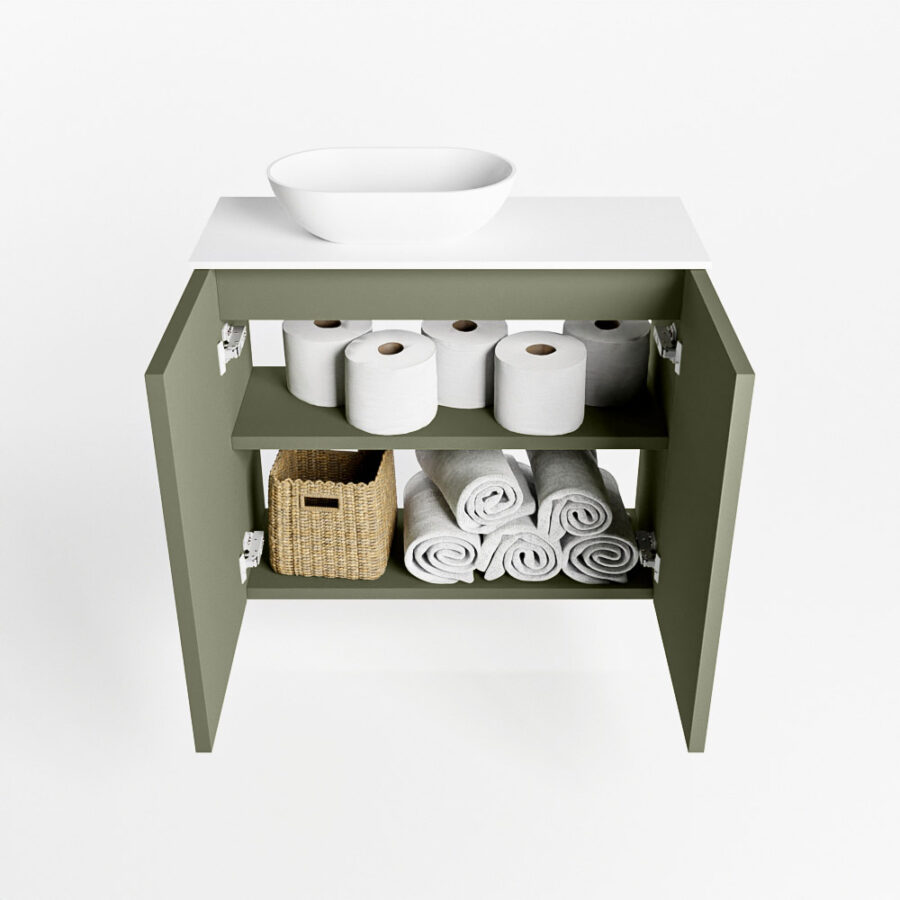 MONDIAZ FOWY toiletmeubel 60cm kleur army. Waskom positie links kleur talc | talc. Met 1 kraangat - Afbeelding 8