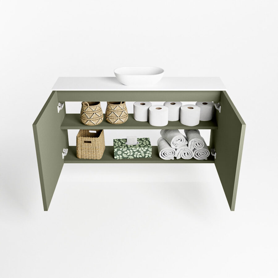 MONDIAZ FOWY toiletmeubel 100cm kleur army. Waskom positie midden kleur talc | talc. Met 1 kraangat - Afbeelding 8