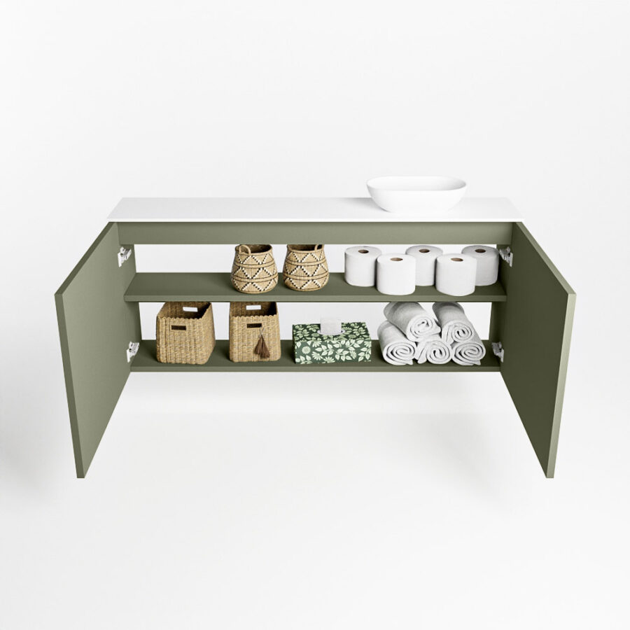 MONDIAZ FOWY toiletmeubel 120cm kleur army. Waskom positie rechts kleur talc | talc. Zonder kraangat - Afbeelding 8